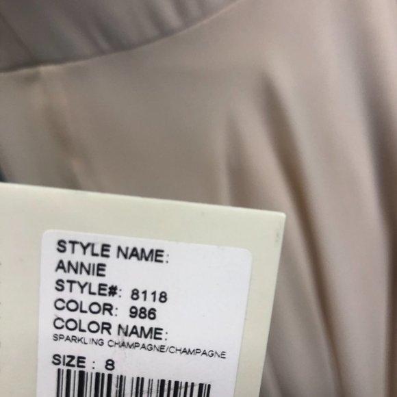 New Gold Sequin Champagne Dress, Aline Bridesmaid Formal Sparkle Gather and Gown - Picture 13 of 14